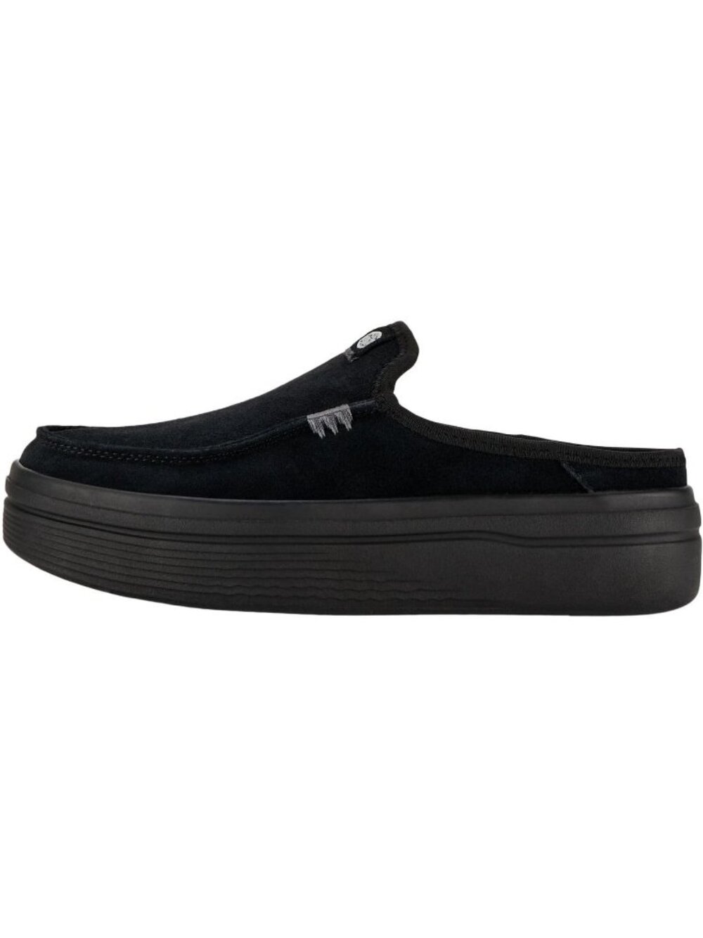 Women's Black Suede Flexible Lightweight Slip On Raised Back Heel Loafer Shoes